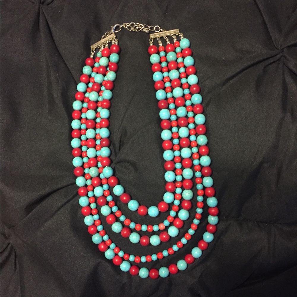 Turquoise and coral necklace